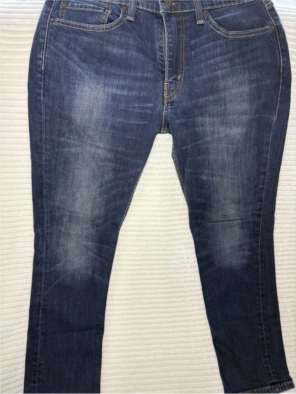 Levi's Men's 511 Slim Fit Jeans 34x30 Dark Wash Blue Denim Black Patch Faded